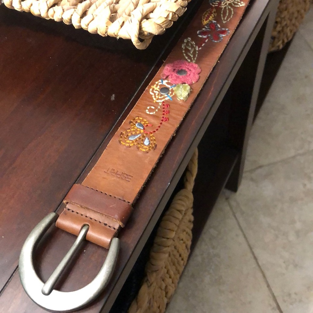 Esprit leather embroidered boho belt